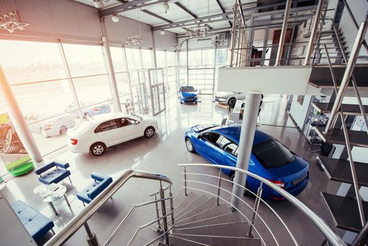 cars in the showroom at the exhibition.
