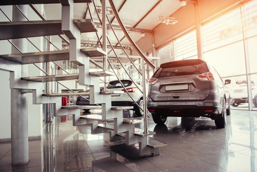 cars in the showroom at the exhibition.