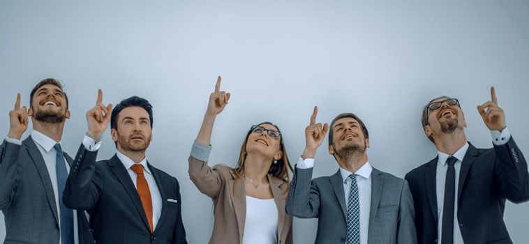 group of business people showing their fingers up.photo with copy space