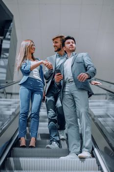 businessman and business woman greeting each other . business concept