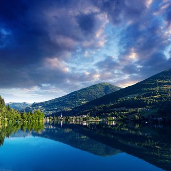 Mountain Lake in the Alpine mountains. Italy