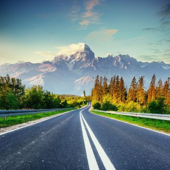 Fantastic views of the asphalt road in the mountains