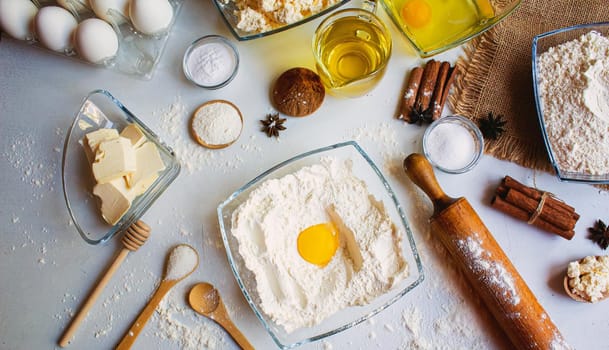 preparation for baking. Culinary concept. top view. selective focus food