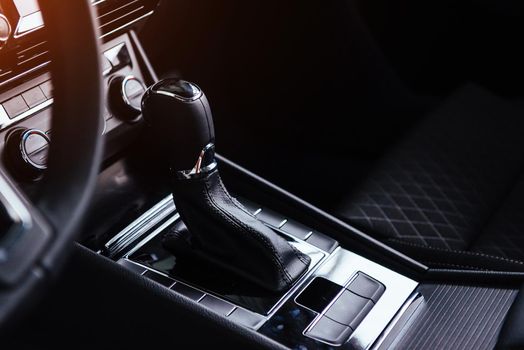 manual shift of modern car gear shifter.