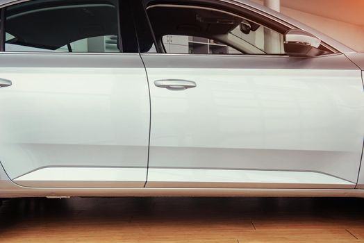 of beautiful modern car close up in the cabin.