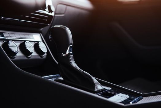 manual shift of modern car gear shifter.