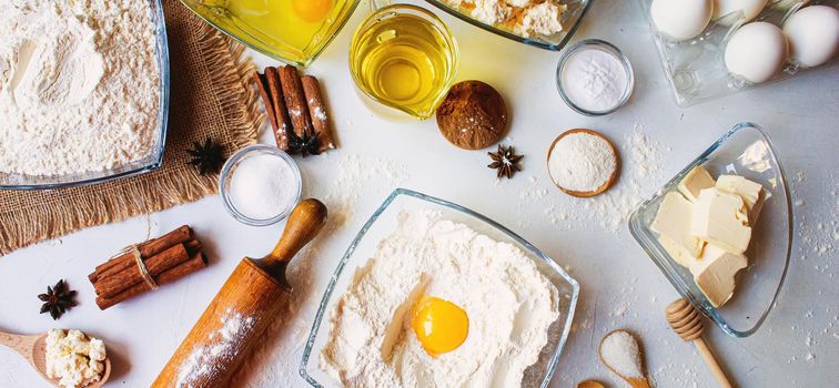 preparation for baking. Culinary concept. top view. selective focus food