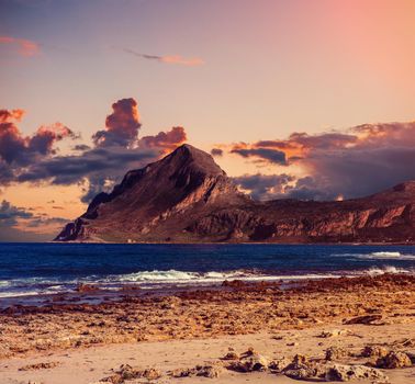 Location cape San Vito. Sicily, Italy, Europe. Mediterranean and Tyrrhenian sea