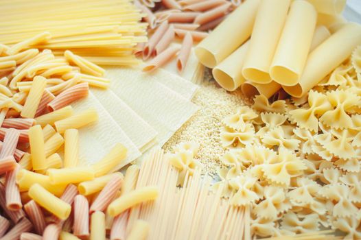 variety of italian pasta. flat lay. High quality photo