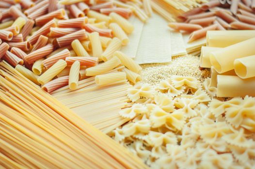 variety of italian pasta. flat lay. High quality photo