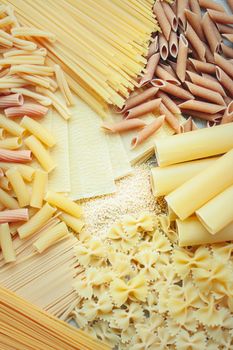 variety of italian pasta. flat lay. High quality photo