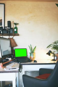 Still life shot of a workstation in a rustic apartment