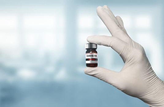 Coronavirus COVID-19 medical test vaccine research and development concept. Scientist in laboratory study and analyze scientific sample of Coronavirus antibody to produce drug treatment for COVID-19.