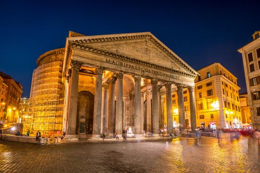 Pantheon in Rome Italy - Pantheon is former Roman temple, now a church, in Rome, Italy, completed by emperor Hadrian in 126 AD, famous building of the Ancient Rome.