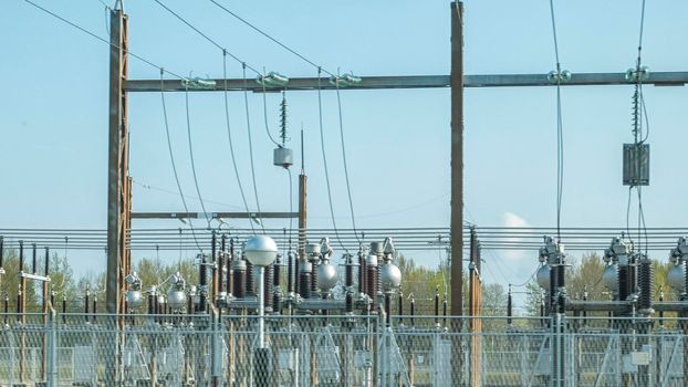 Part of high-voltage substation. Old parts.