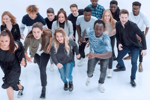 large group of diverse young people starting forward. photo with a copy-space