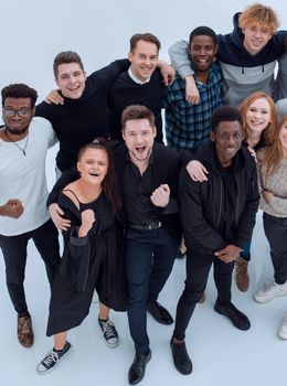 top view . group of diverse young people looking at the camera