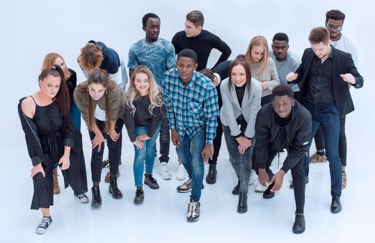 large group of diverse young people starting forward. photo with a copy-space