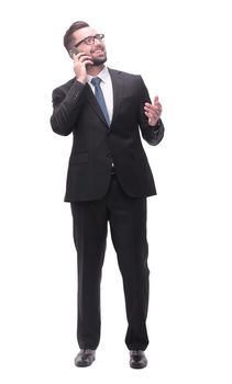 full length .concerned businessman . isolated on white background