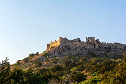 View of Palaiokastro castle of ancient Pylos. Greece. Palaiokastro was built in the 13th century A.D. by the Franks.