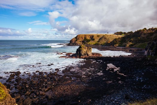 Views around the popular tourist attraction of Flinders Blowhole on a cool winter's day near Flinders, Victoria, Australia