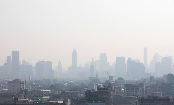 Bangkok city, Thailand in a foggy day