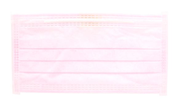 Light pink medical mask isolated on white background
