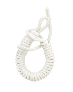 White twisted rope isolated on white background