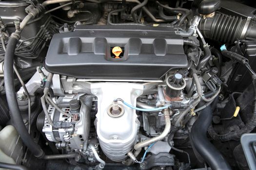 Close up image of car engine. Car engine background.