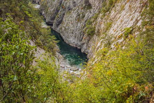 Beautiful Canyon of Moraca river in winter, Montenegro or Crna Gora, Balkan, Europe.