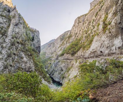 Beautiful Canyon of Moraca river in winter, Montenegro or Crna Gora, Balkan, Europe.