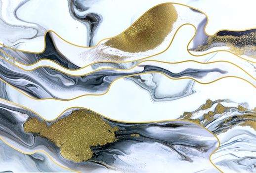 Abstract marble light background with golden wave