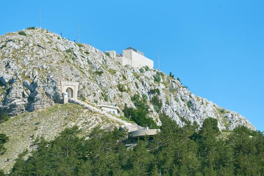 Mountain mausoleum of Petar II Petrovic Njegos in Lovcen National Park in Montenegro.