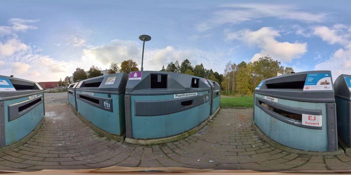 Recycling Collection Station with Containers for Separating Trash, 360 Photo. High quality photo