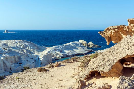 White Rock formation near the sea of Sarakiniko area at Milos island, Greece