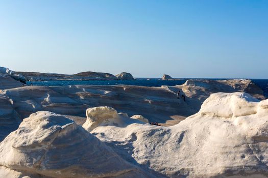 White Rock formation near the sea of Sarakiniko area at Milos island, Greece