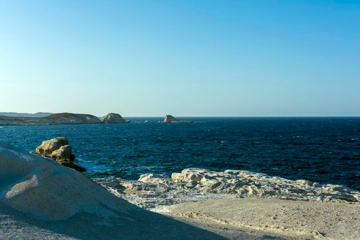 White Rock formation near the sea of Sarakiniko area at Milos island, Greece