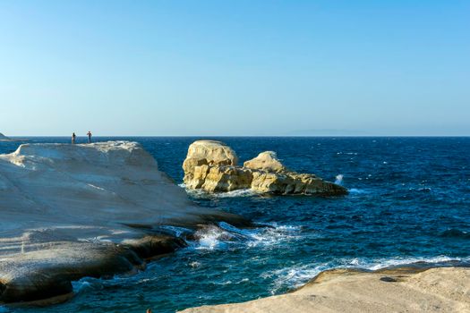 White Rock formation near the sea of Sarakiniko area at Milos island, Greece