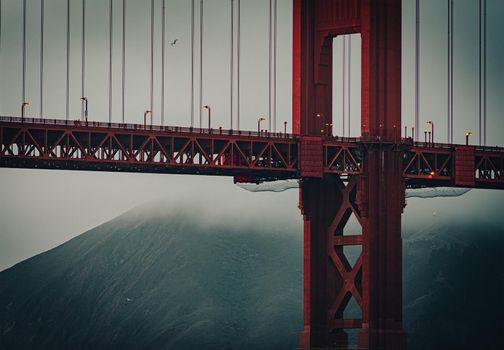 Golden gate bridge in bay of San Francisco, California, USA