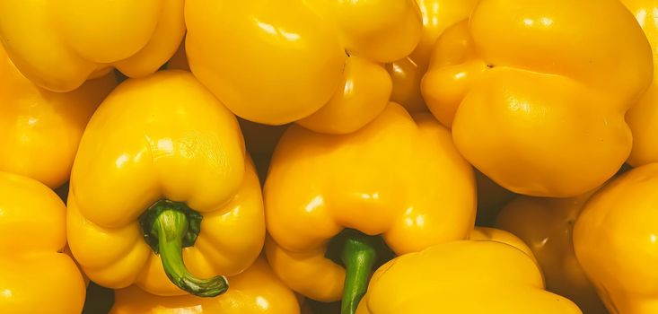 Bell peppers as healthy organic food background, fresh vegetable at farmers market, diet and agriculture concept