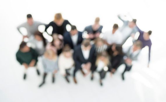 top view. blurry image a group of ambitious young business people. business background