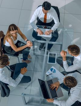 view from the top.meeting of shareholders of the company at the round - table.