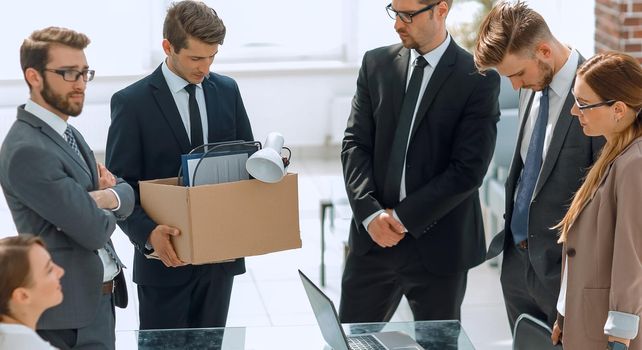 smiling business team meets new employee.photo with copy space