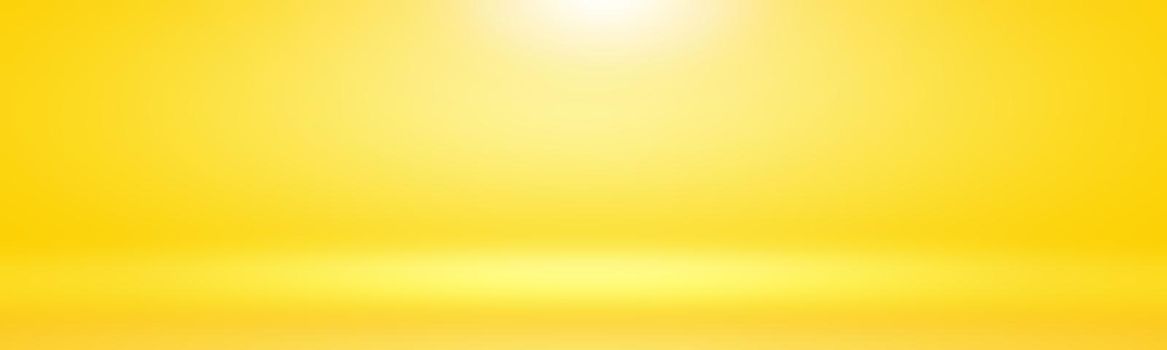 Abstract solid of shining yellow gradient studio wall room background