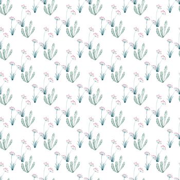 Watercolor seamless pattern with green hand painted leaves and herbs. Textile, wallpaper surface pattern design. High quality photo