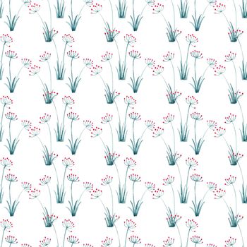 Watercolor seamless pattern with green hand painted leaves and herbs. Textile, wallpaper surface pattern design. High quality photo