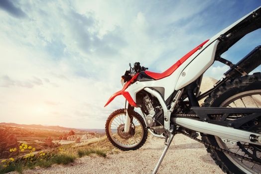 Motorbike. bike outdoors on background. Beauty world