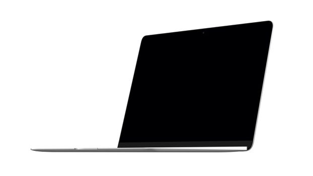 Laptop isolated on a white background with a blank screen