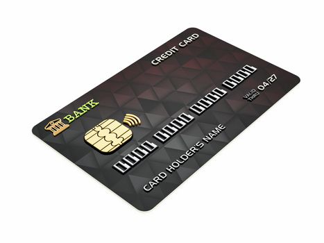 Generic credit card isolated on white background. 3D illustration.