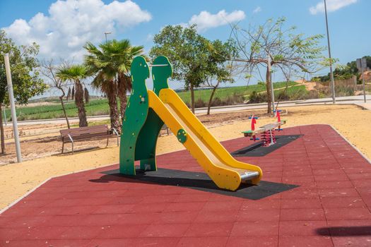 slide and play area on spanish urbanisation